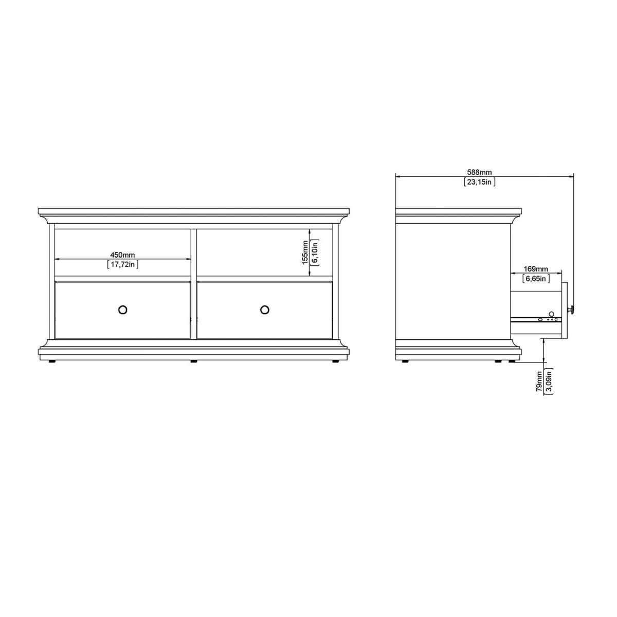 Paris 2-Shelf 2-Drawer TV Unit - White – image 15
