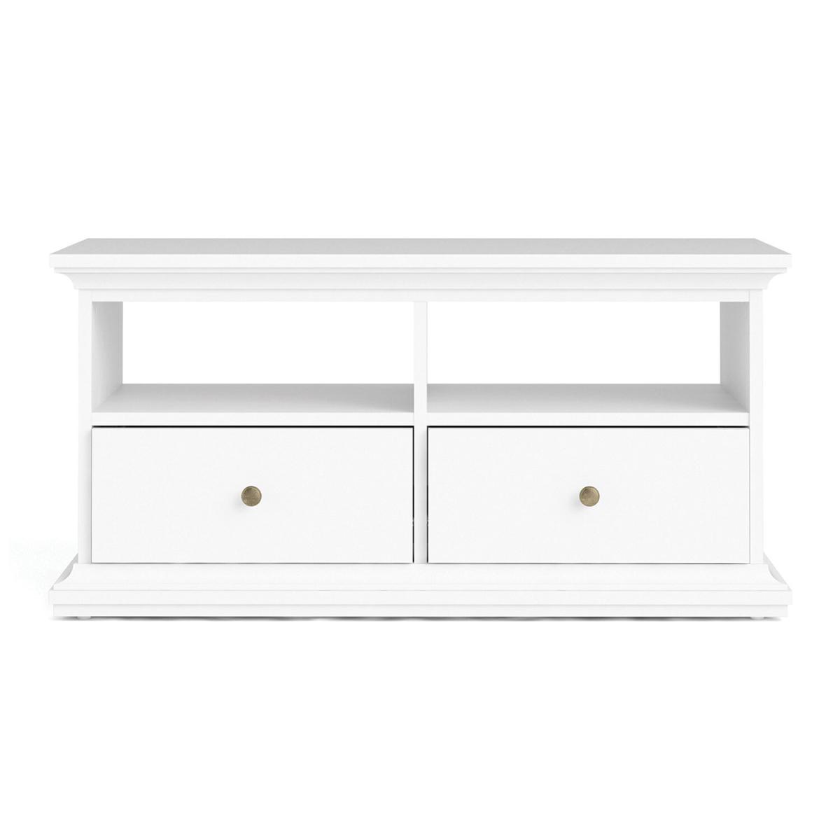 Paris 2-Shelf 2-Drawer TV Unit - White – image 3