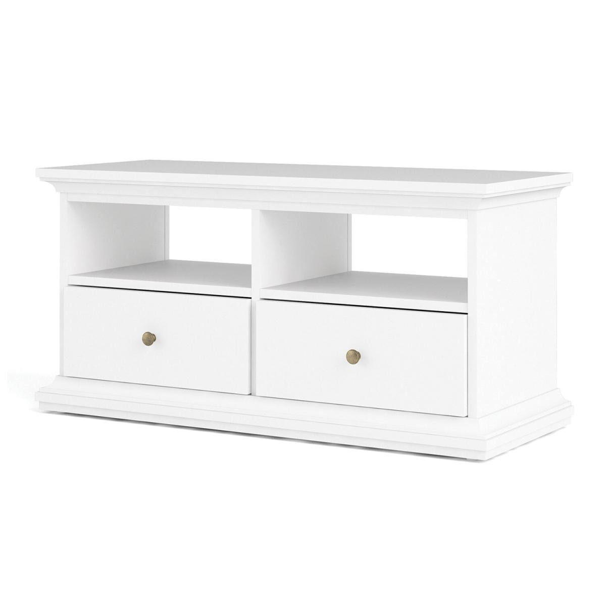Paris 2-Shelf 2-Drawer TV Unit - White – image 4