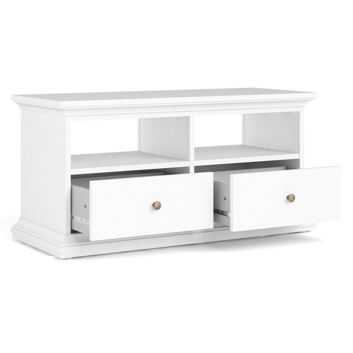 Paris 2-Shelf 2-Drawer TV Unit - White – image 5