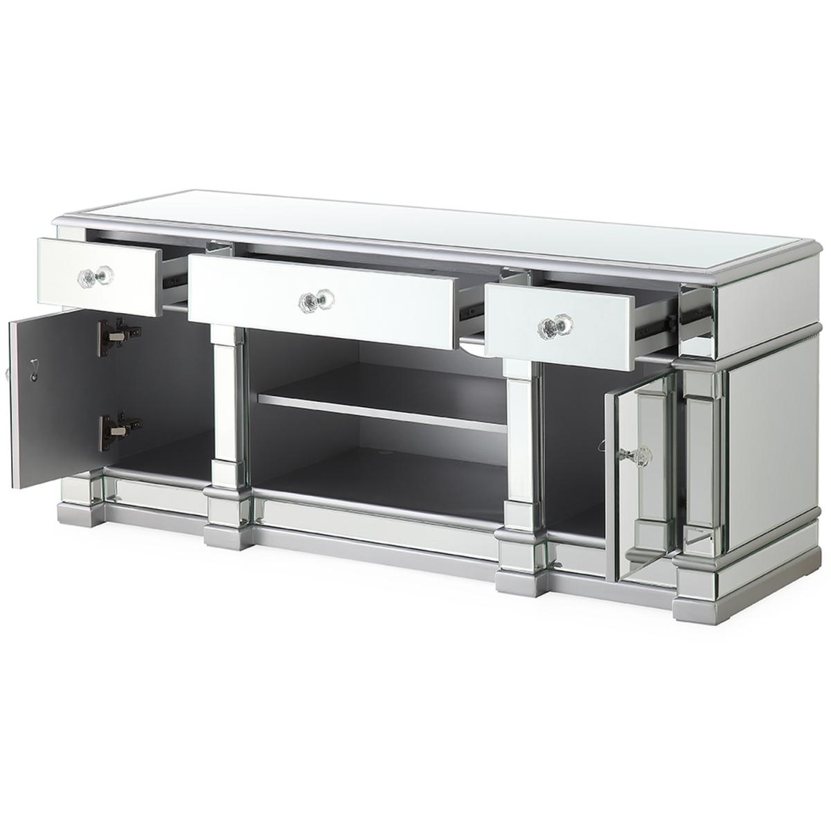 Silver Mirrored Medium TV Entertainment Unit - Silver – image 3