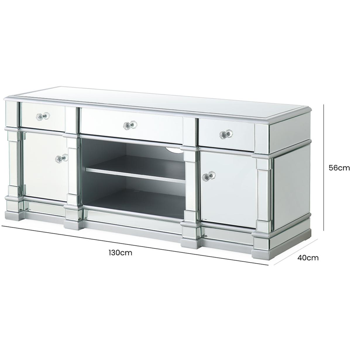 Silver Mirrored Medium TV Entertainment Unit - Silver – image 4