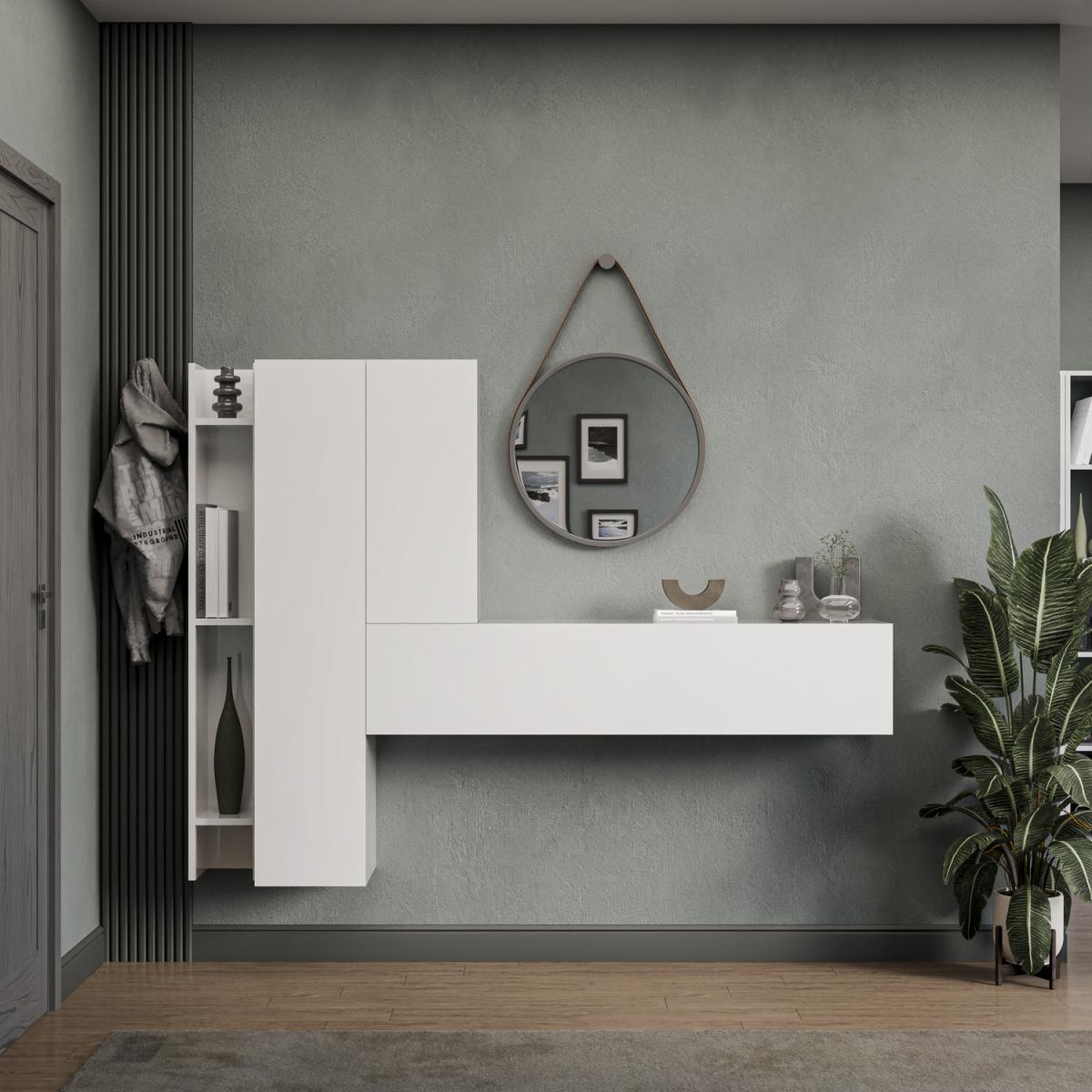 Mantova Wall Mounted Entertainment Center - High gloss White