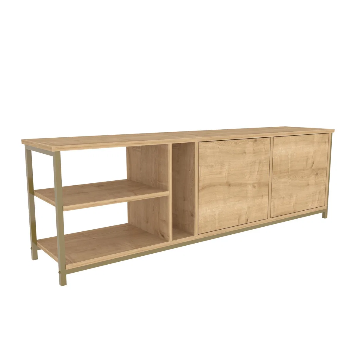 Primrose Wide Tv Stand - Sapphire Oak and Gold - Sapphire Oak – image 2