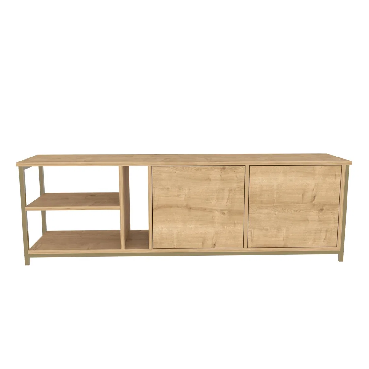 Primrose Wide Tv Stand - Sapphire Oak and Gold - Sapphire Oak – image 3