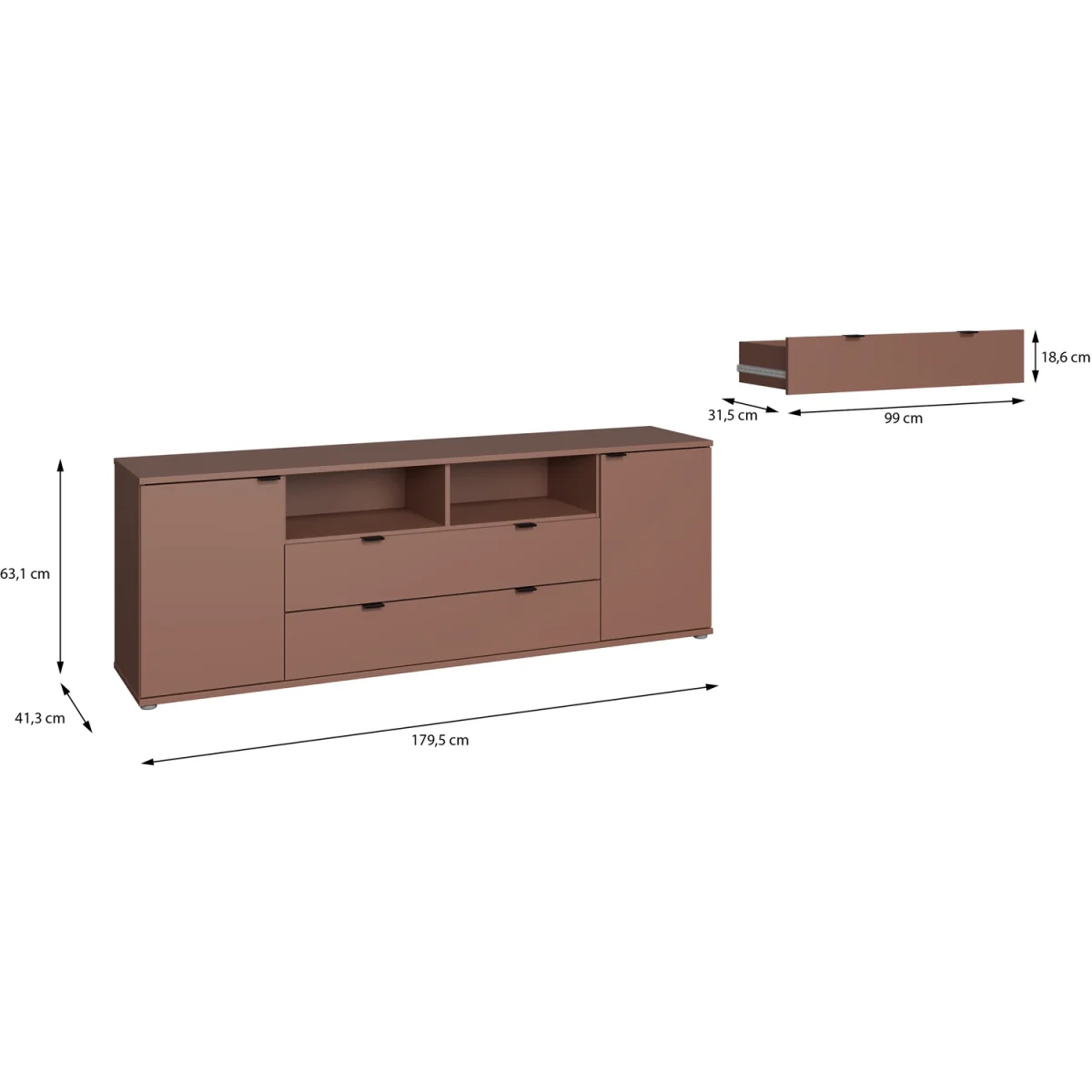 Ganymede Wide TV Unit with Open Shelving, 2 Drawers & 2 Doors - Sand – image 11