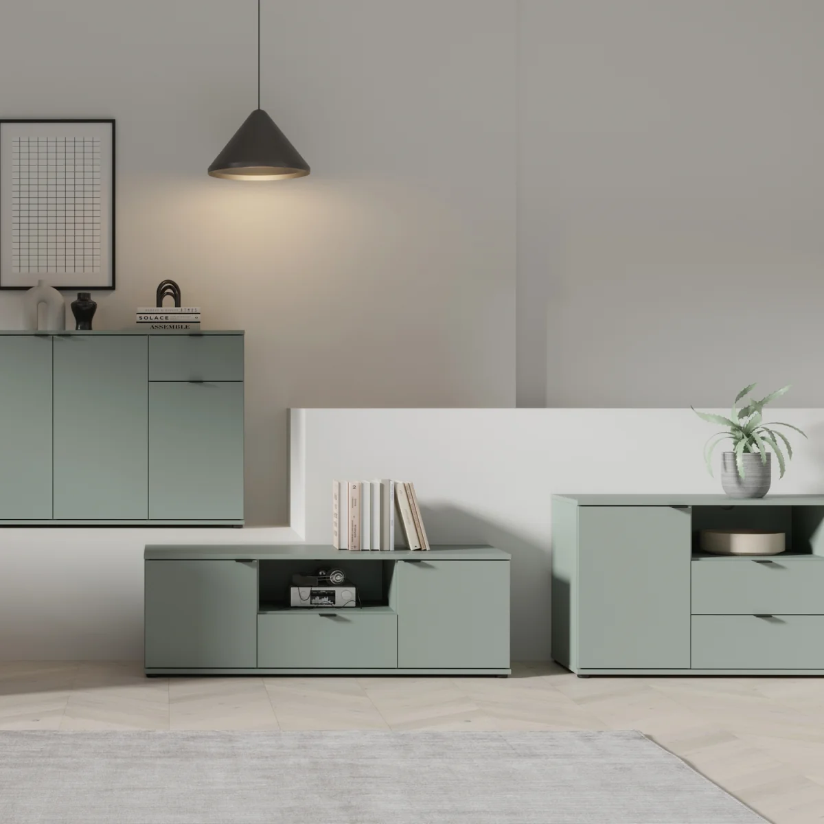 Ganymede Wide TV Unit with Open Shelving, 2 Drawers & 2 Doors - Sand – image 18