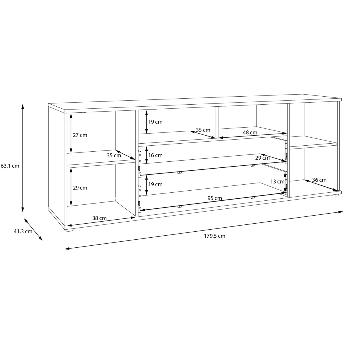 Ganymede Wide TV Unit with Open Shelving, 2 Drawers & 2 Doors - Sand – image 31