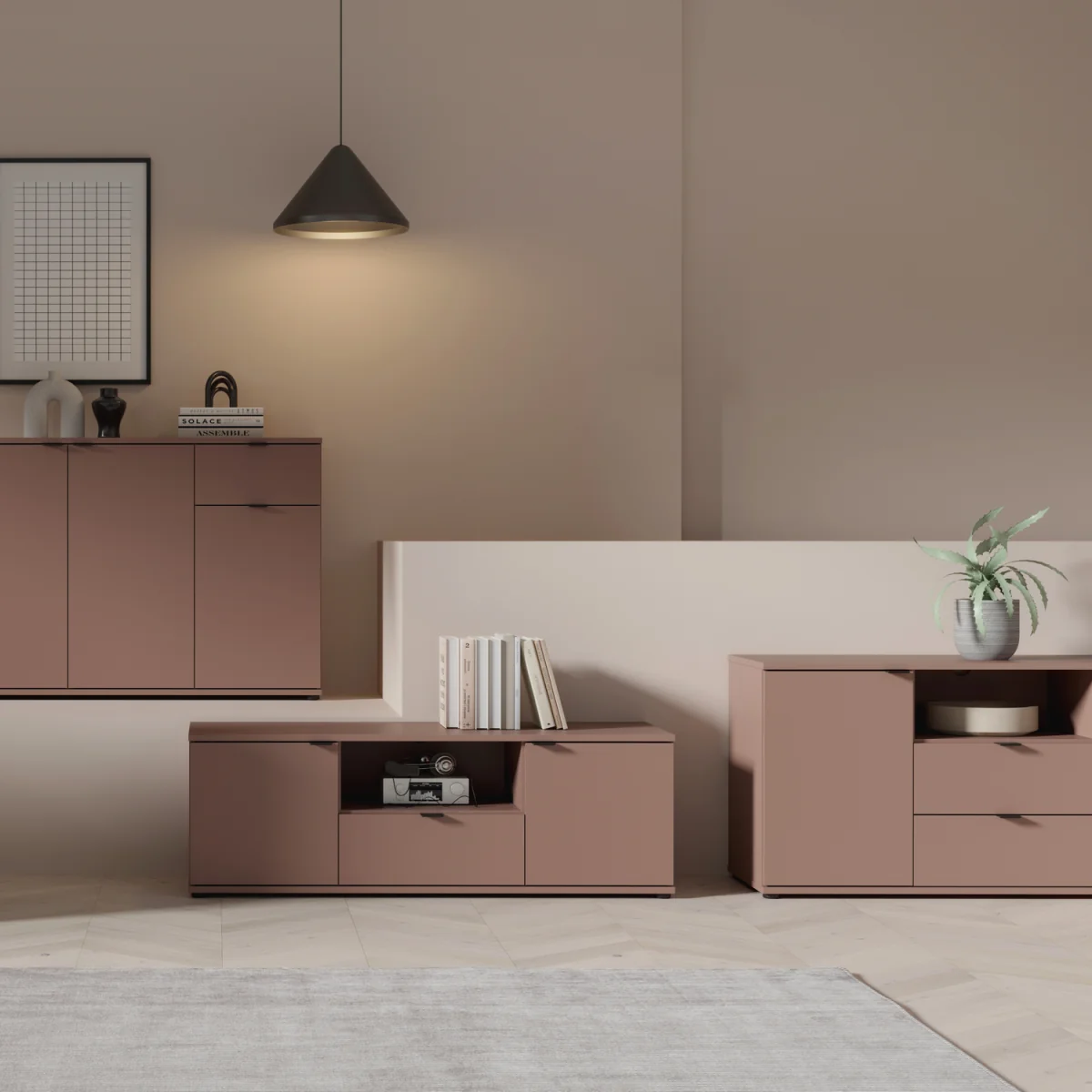 Ganymede Wide TV Unit with Open Shelving, 2 Drawers & 2 Doors - Sand – image 8