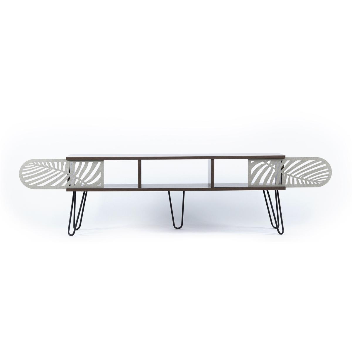 Illia Maxi TV Stand 150 cm Walnut Top and Black Leg - Walnut – image 2