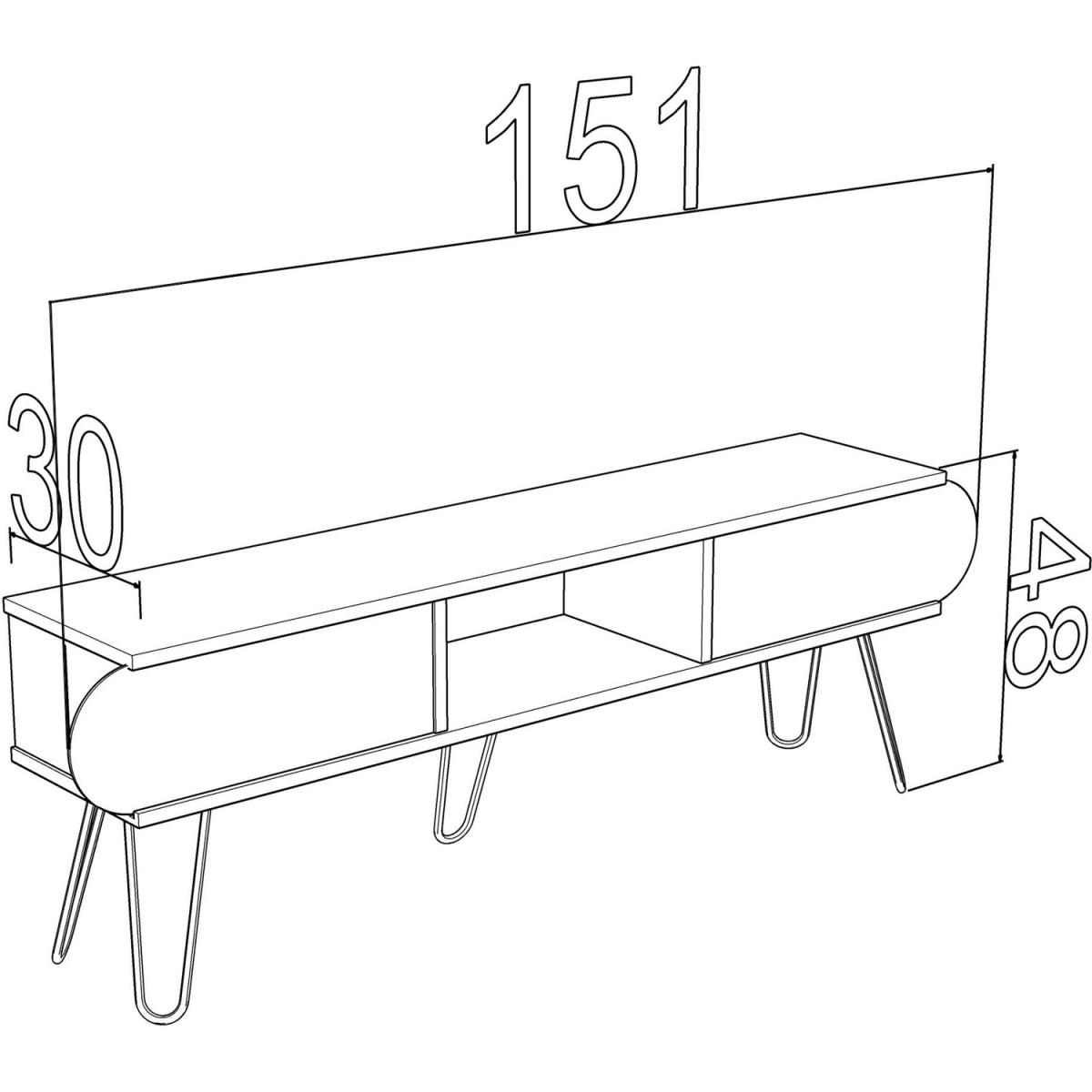 Illia Maxi TV Stand 150 cm Walnut Top and Black Leg - Walnut – image 4