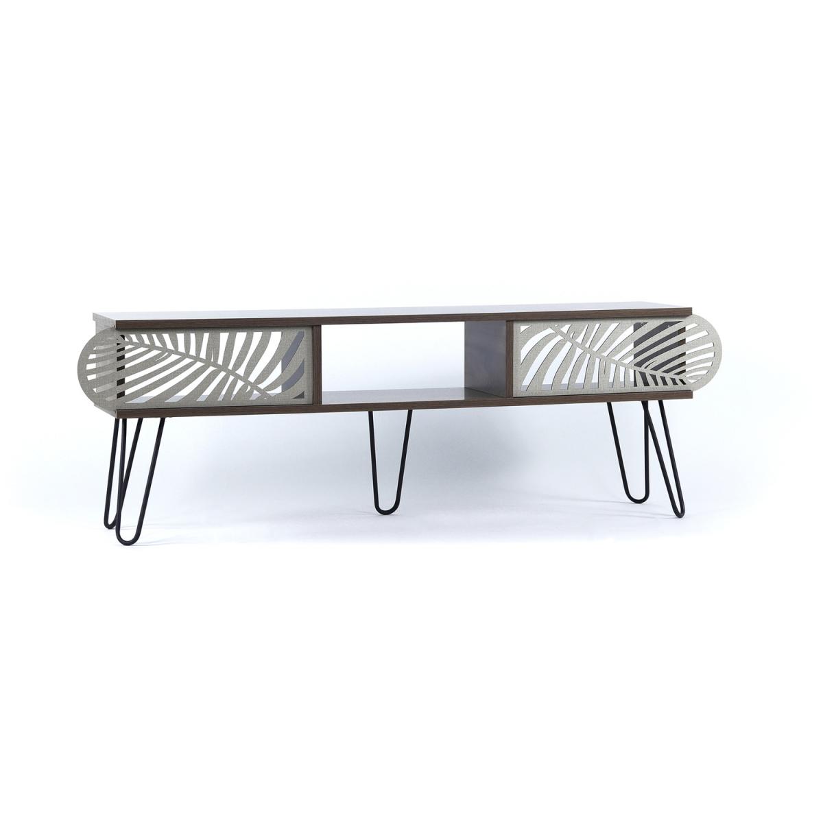 Illia Maxi TV Stand 150 cm Walnut Top and Black Leg - Walnut – image 5