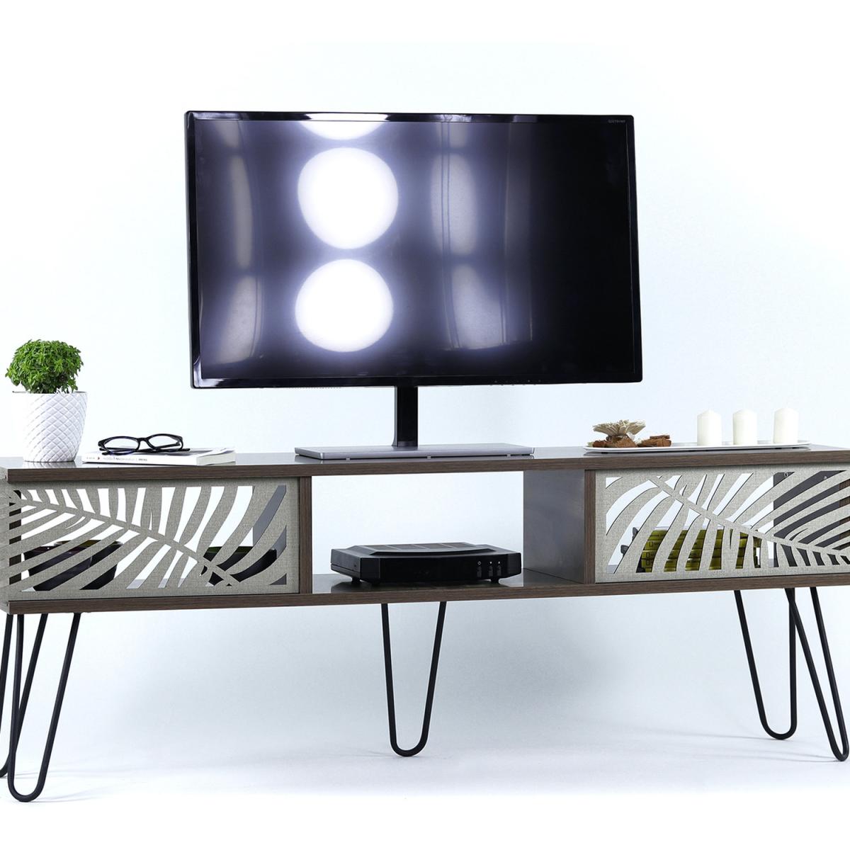 Illia Maxi TV Stand 150 cm Walnut Top and Black Leg - Walnut – image 6