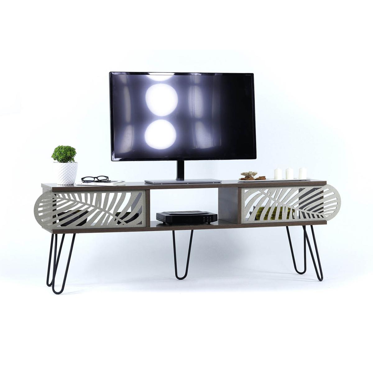 Illia Maxi TV Stand 150 cm Walnut Top and Black Leg - Walnut – image 7