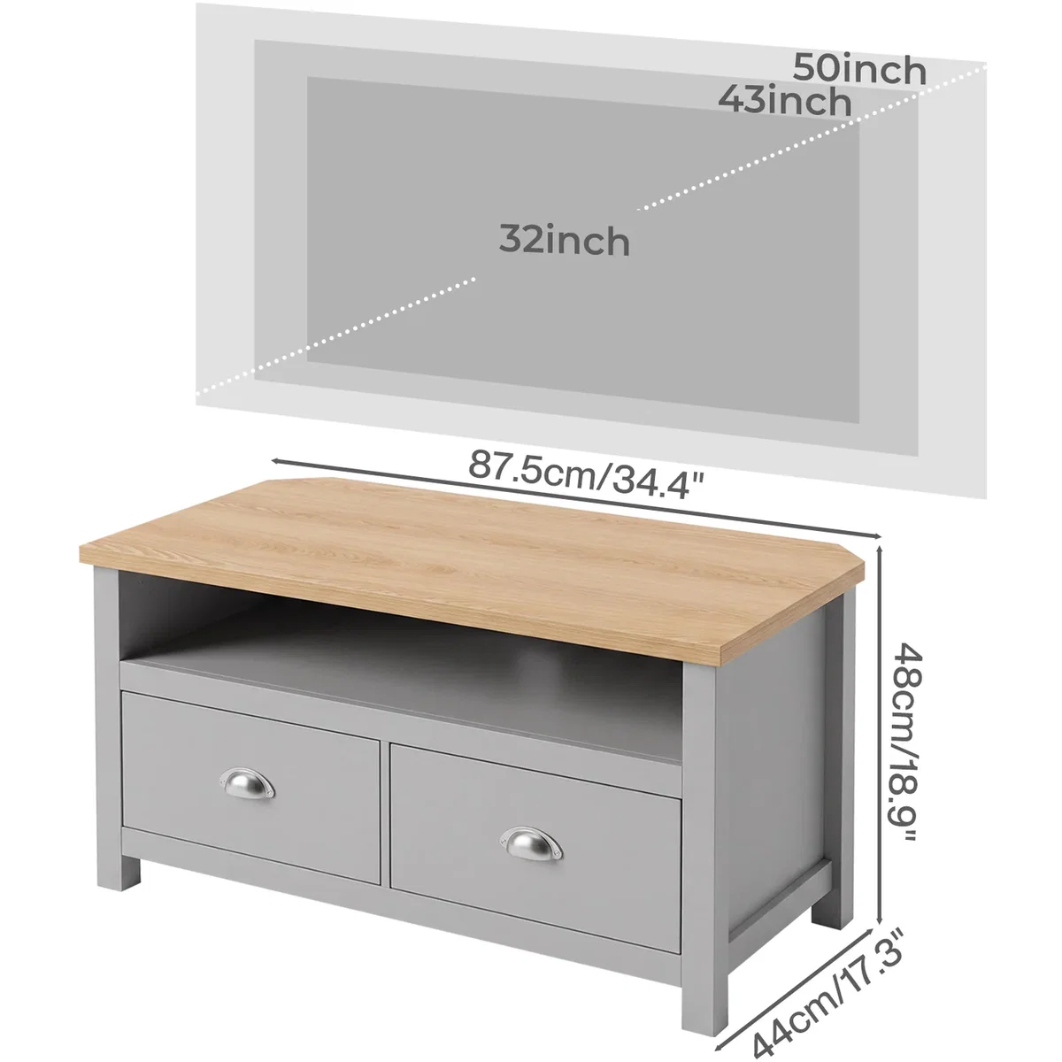Small TV Cabinet with Storage Drawer Corner TV Stand - Brown – image 4