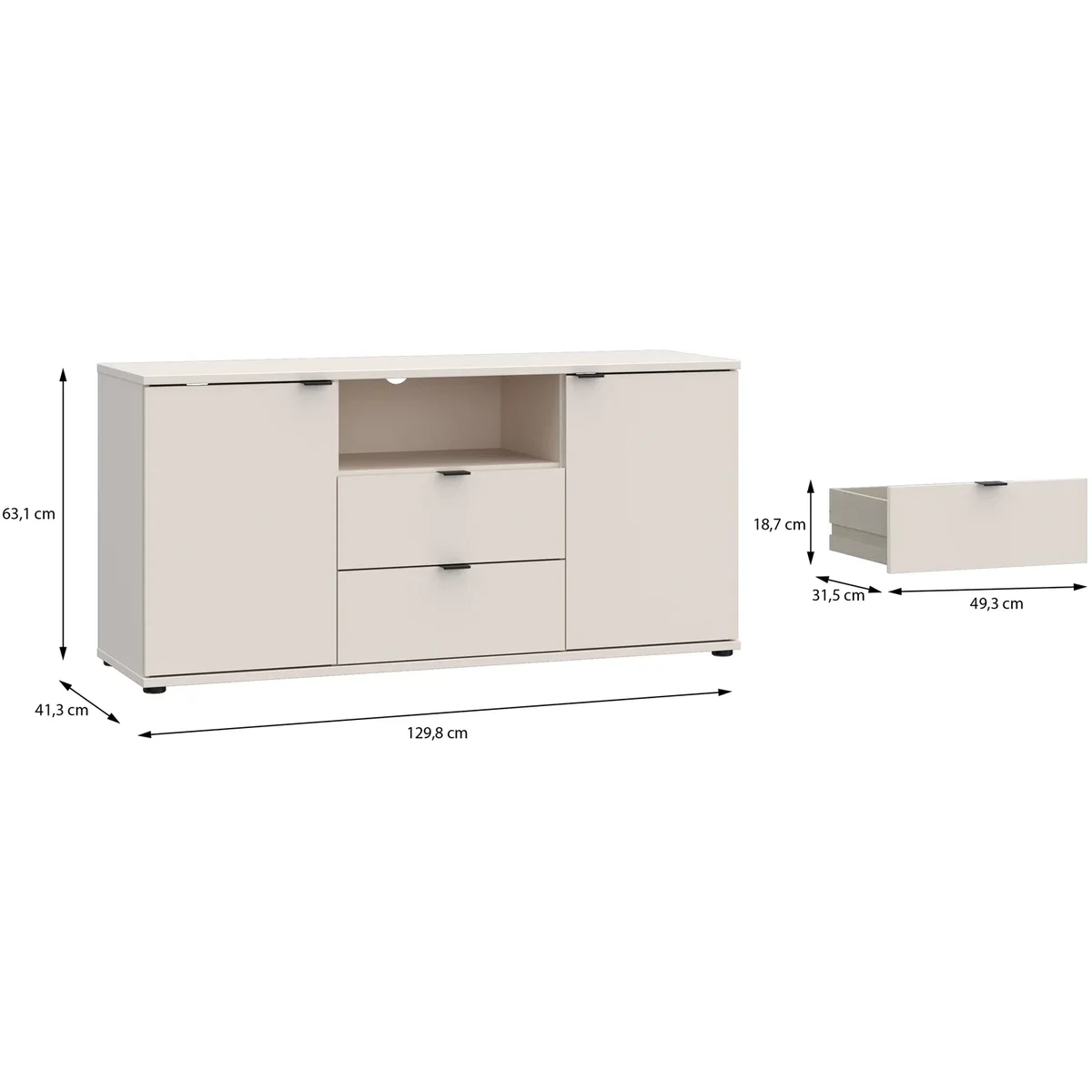 Ganymede TV Unit with Open Shelf, 2 Drawers & 2 Doors - Terracotta – image 15