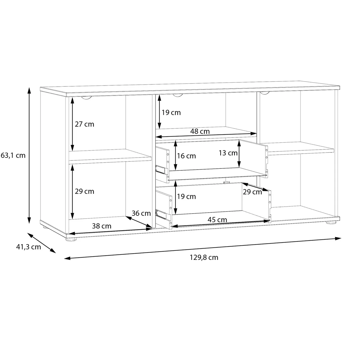 Ganymede TV Unit with Open Shelf, 2 Drawers & 2 Doors - Terracotta – image 30