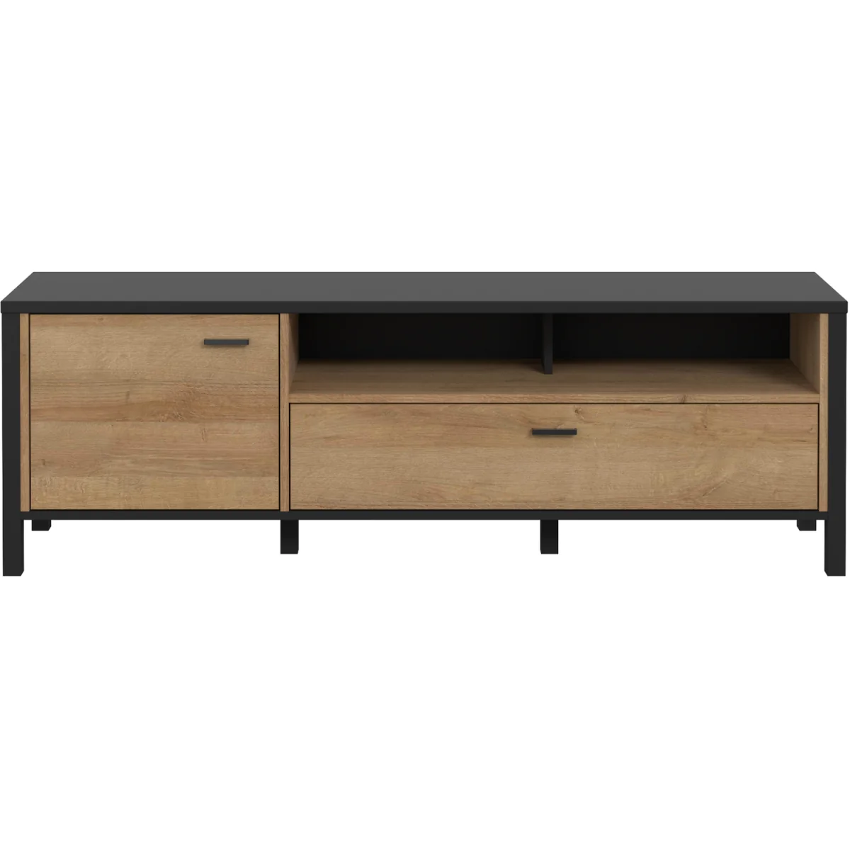 High Rock TV Unit in Matt Black/Riviera Oak - Black & Riviera Oak – image 4