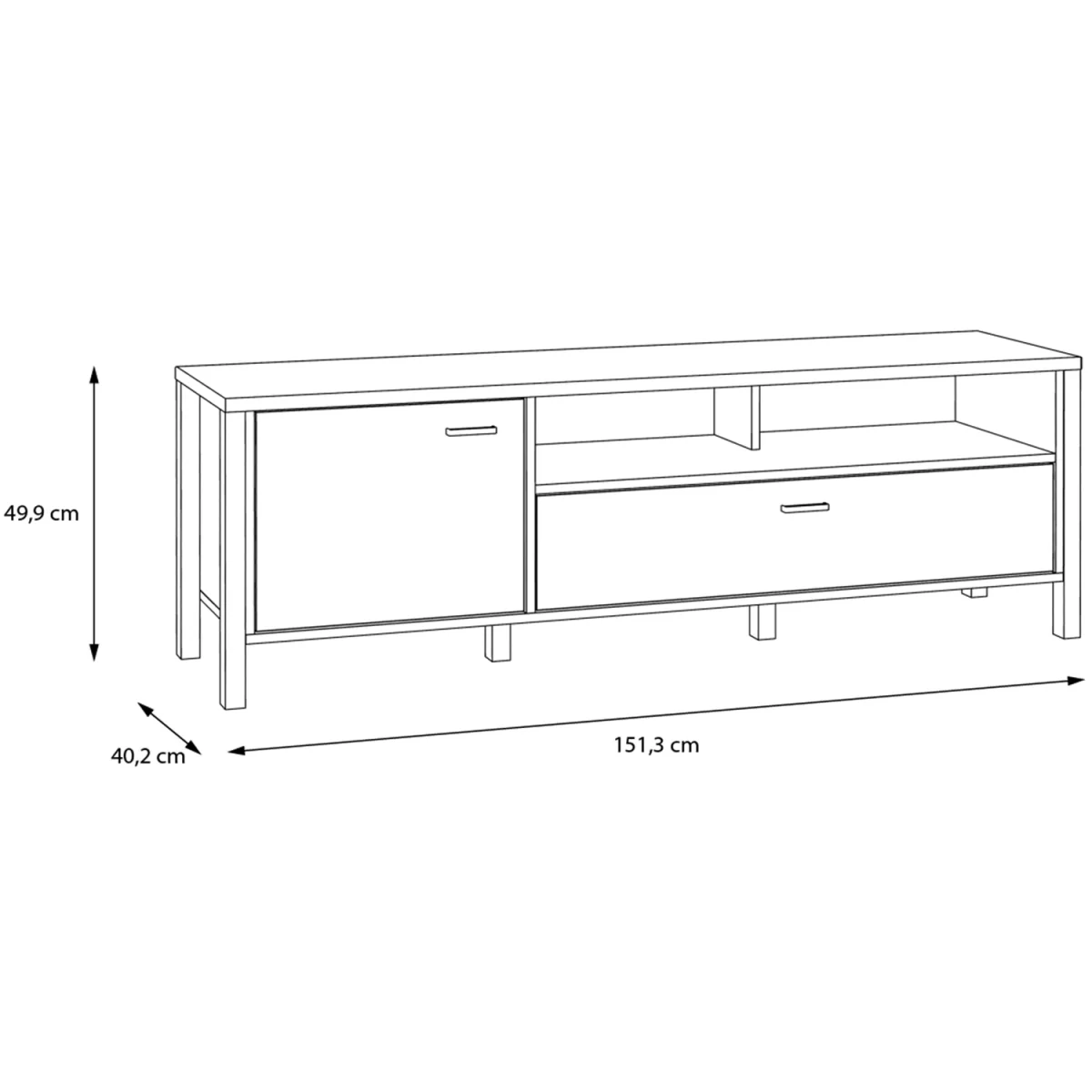 High Rock TV Unit in Matt Black/Riviera Oak - Black & Riviera Oak – image 6