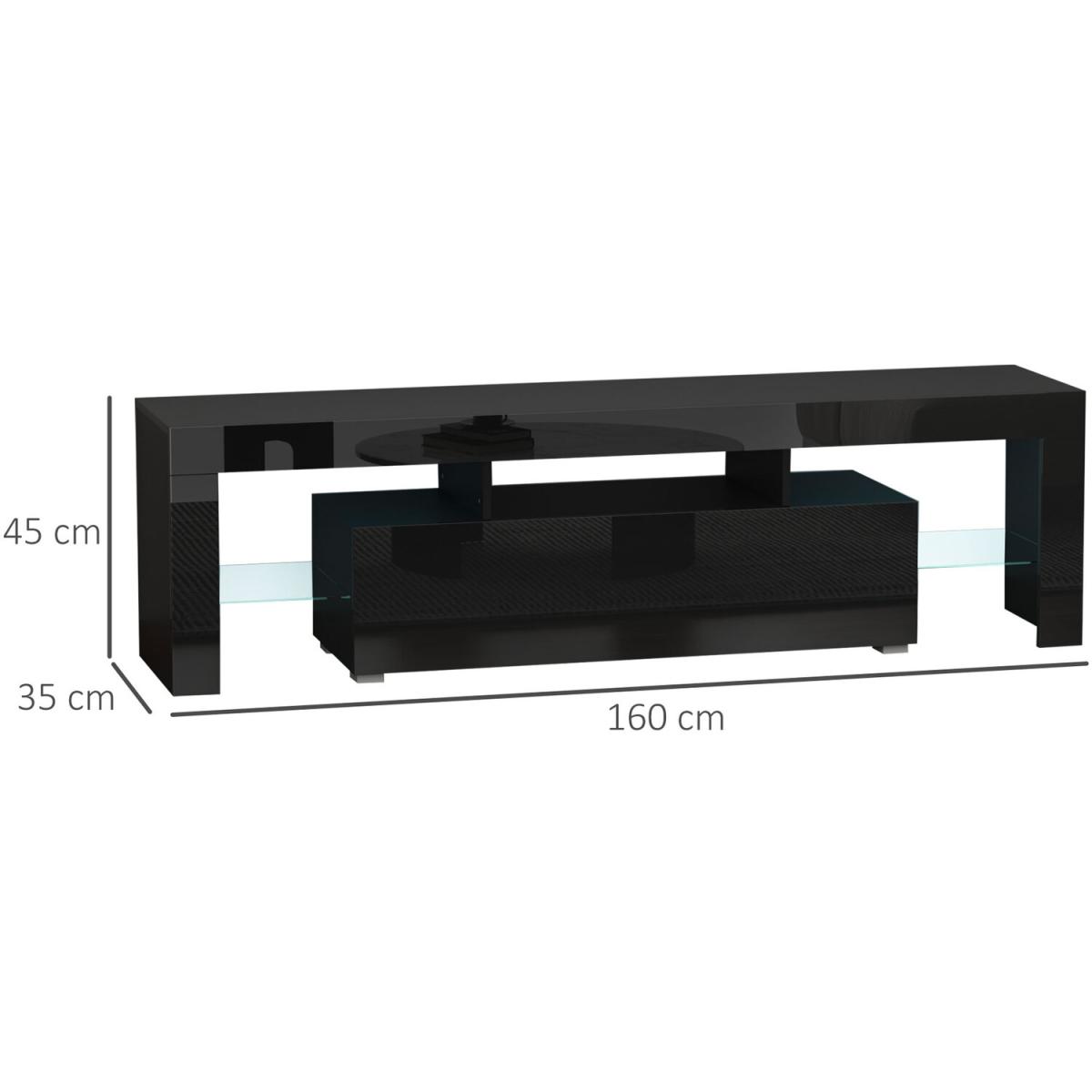 High Gloss TV Stand Cabinet with LED RGB Lights, Remote Control - Black – image 2