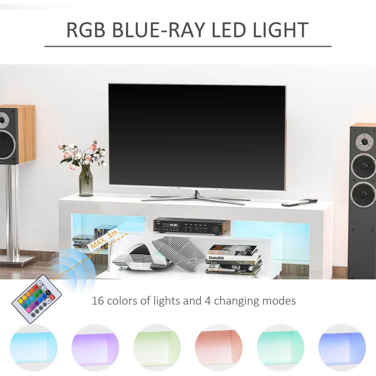 High Gloss TV Stand Cabinet with LED RGB Lights, Remote Control - Black – image 13