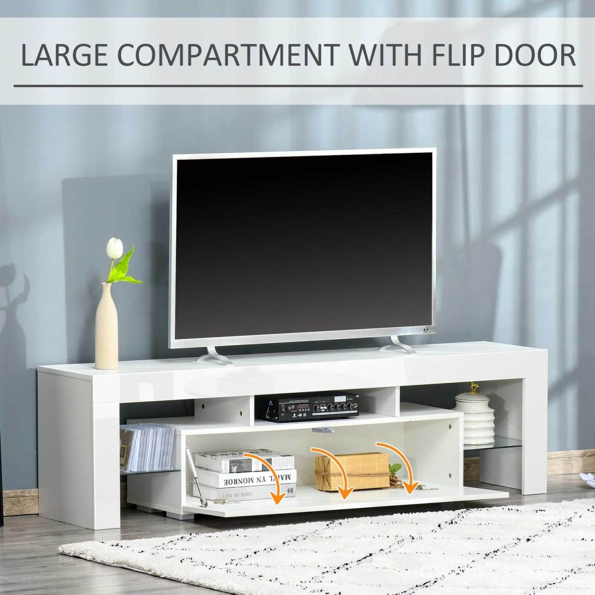High Gloss TV Stand Cabinet with LED RGB Lights, Remote Control - Black – image 15
