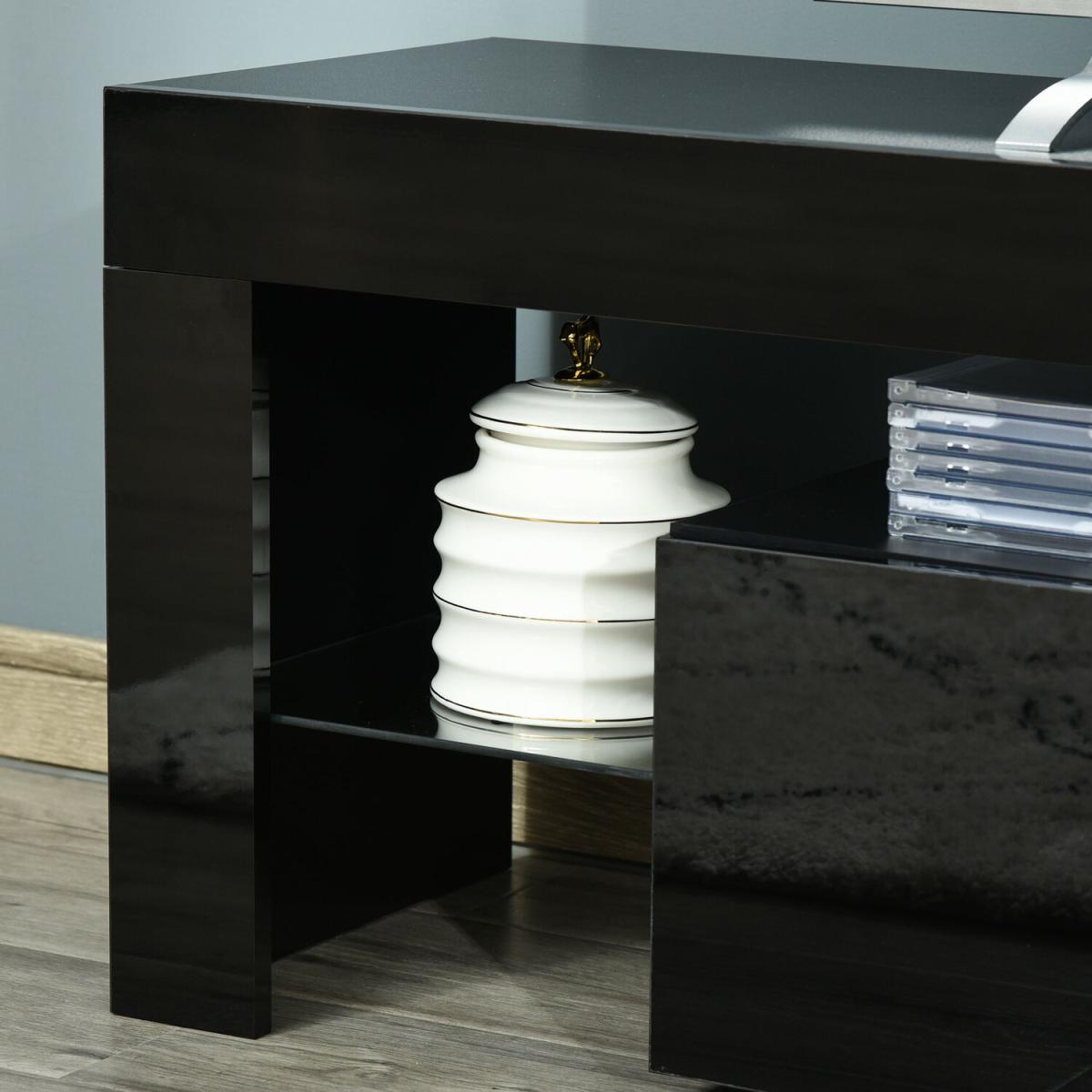 High Gloss TV Stand Cabinet with LED RGB Lights, Remote Control - Black – image 7