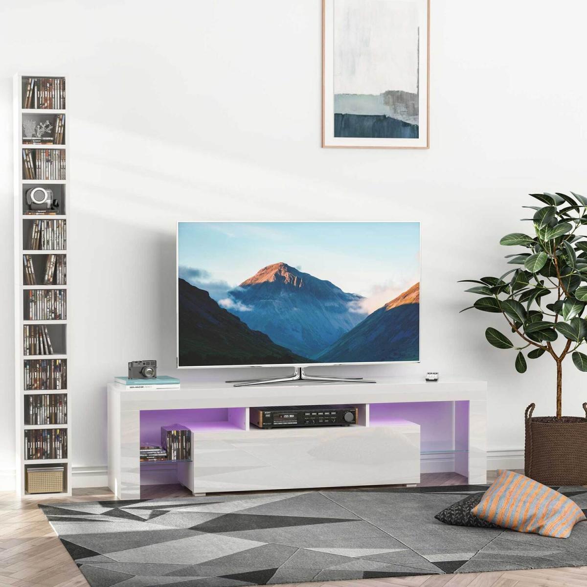 High Gloss TV Stand Cabinet with LED RGB Lights, Remote Control - Black – image 10