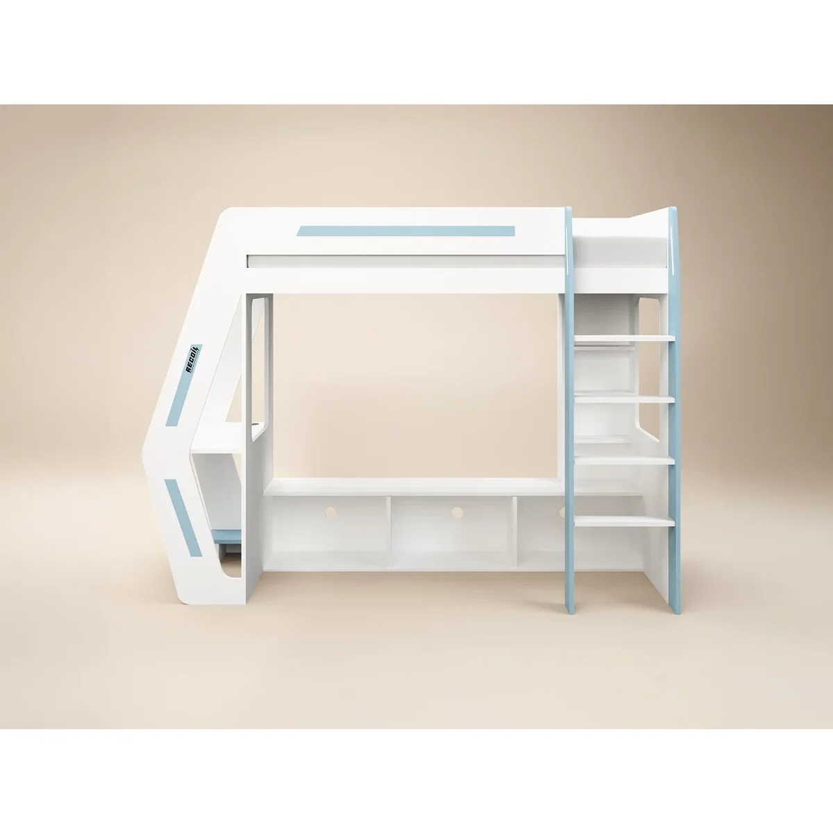 Recoil Alister Gaming High Sleeper with Desk and TV Stand - White & Blue – image 4