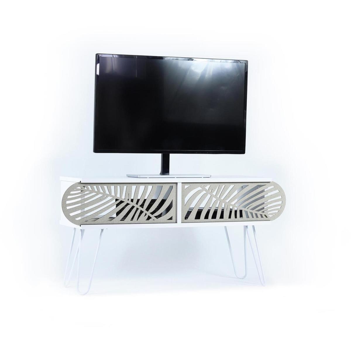 Illia Maxi TV Stand, TV Table 106x30x48 cm - White – image 4