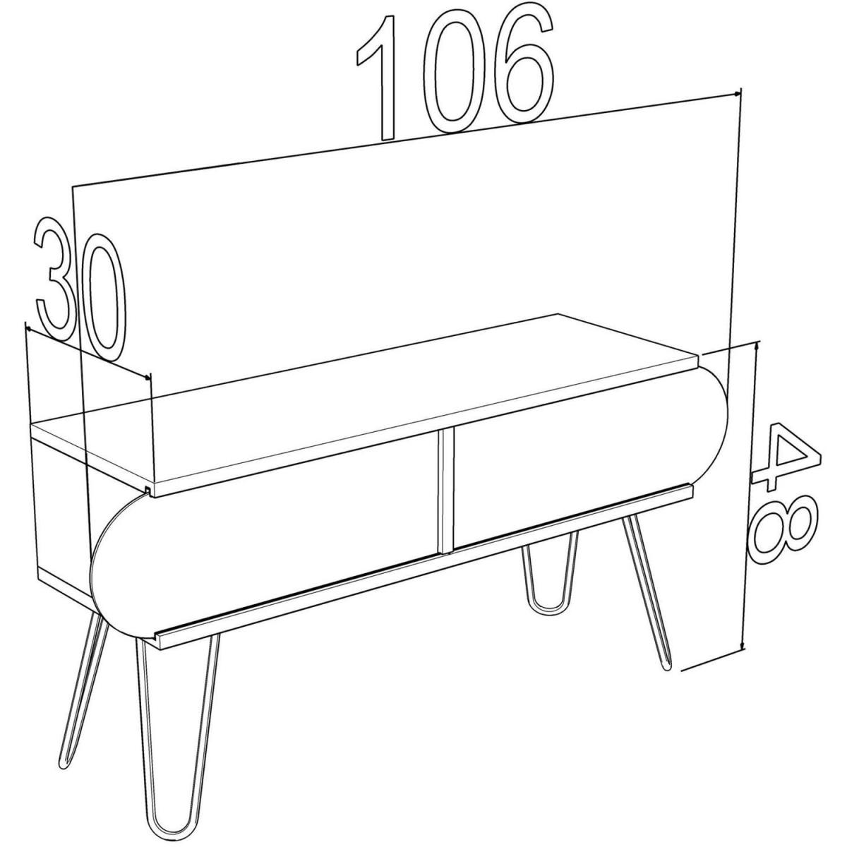 Illia Maxi TV Stand, TV Table 106x30x48 cm - White – image 5