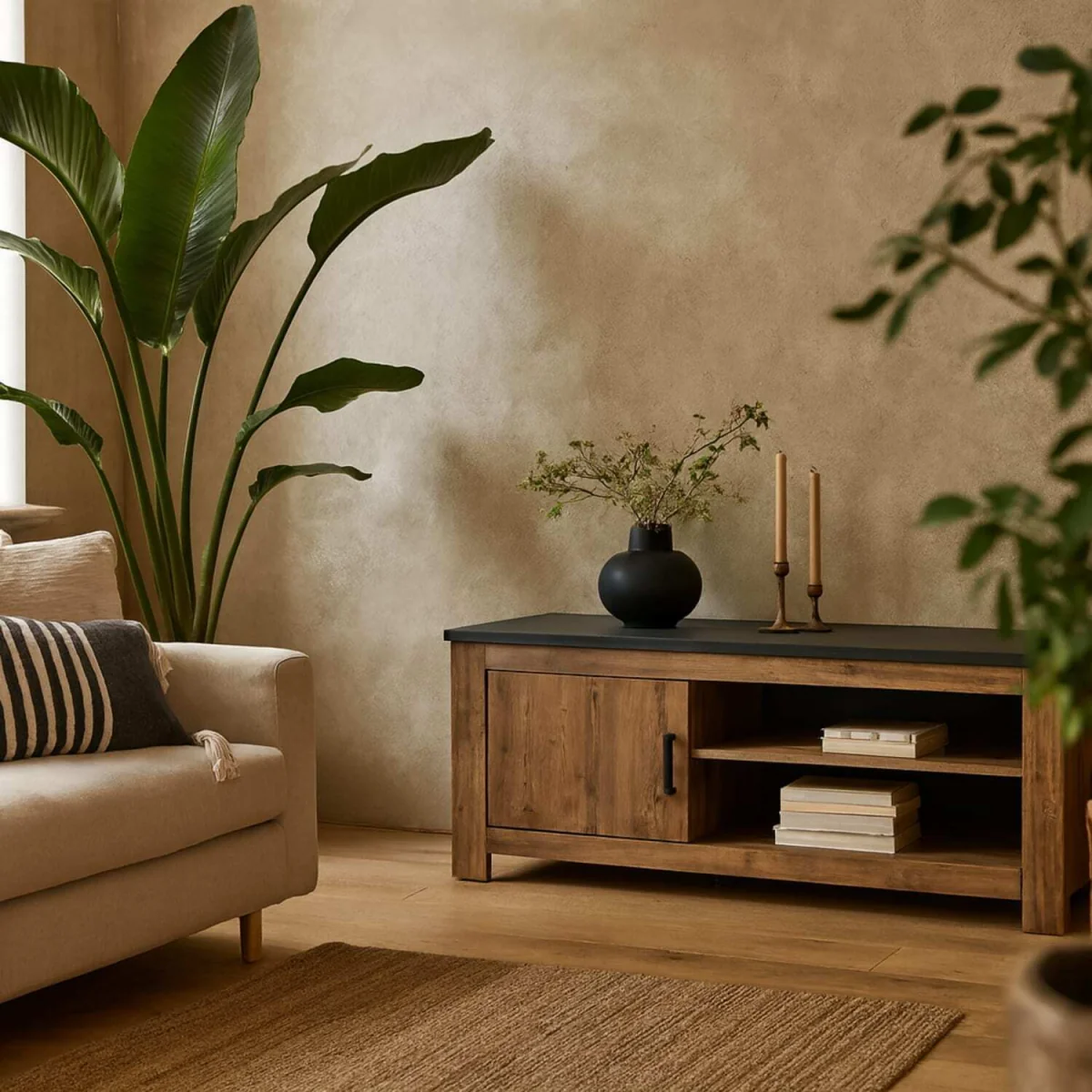 Juniper TV Cabinet 1 Door Chestnut and Matera - Brown – image 1