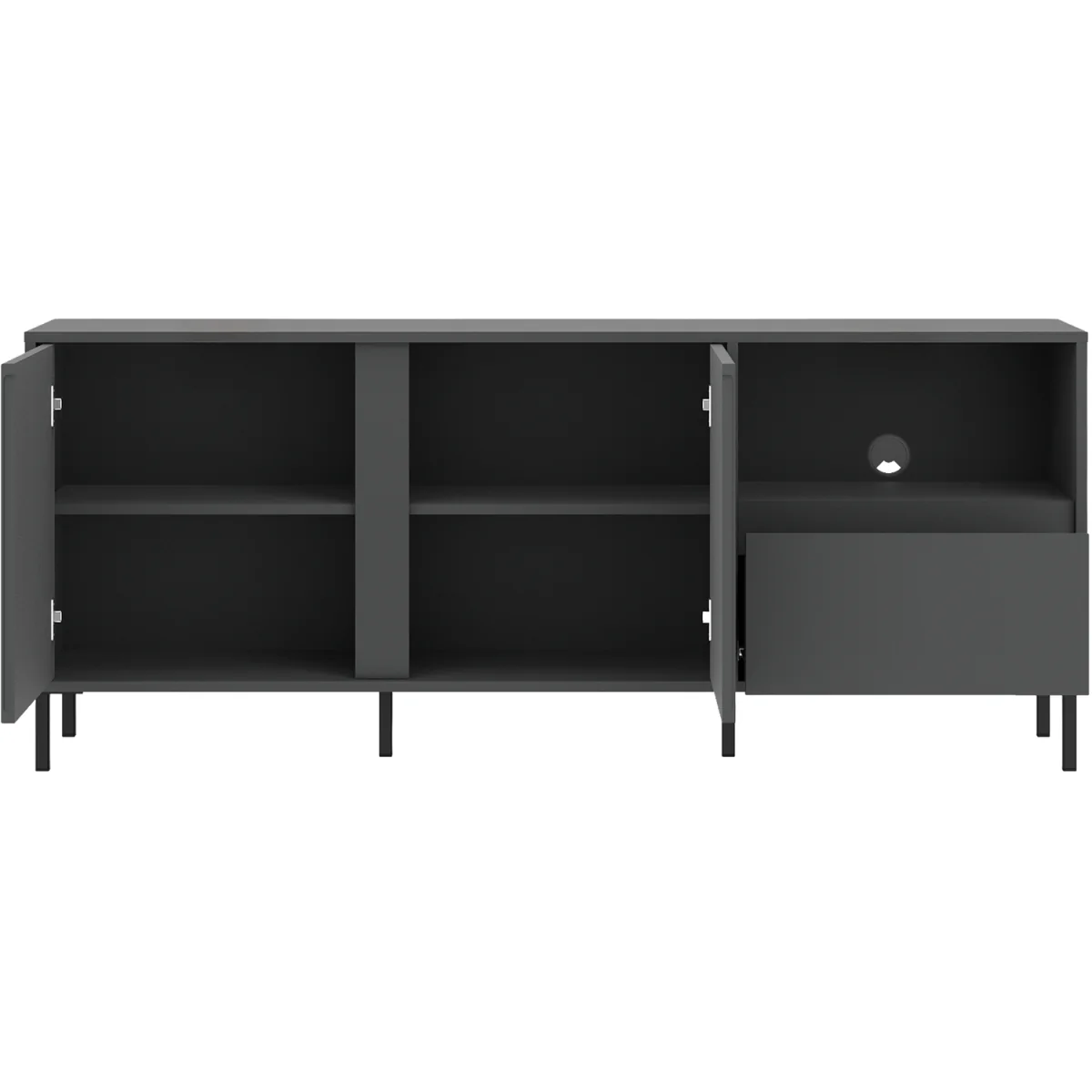 Avenale Wide TV Cabinet 2 Door 1 Drawer in Anthracite - Anthracite – image 2