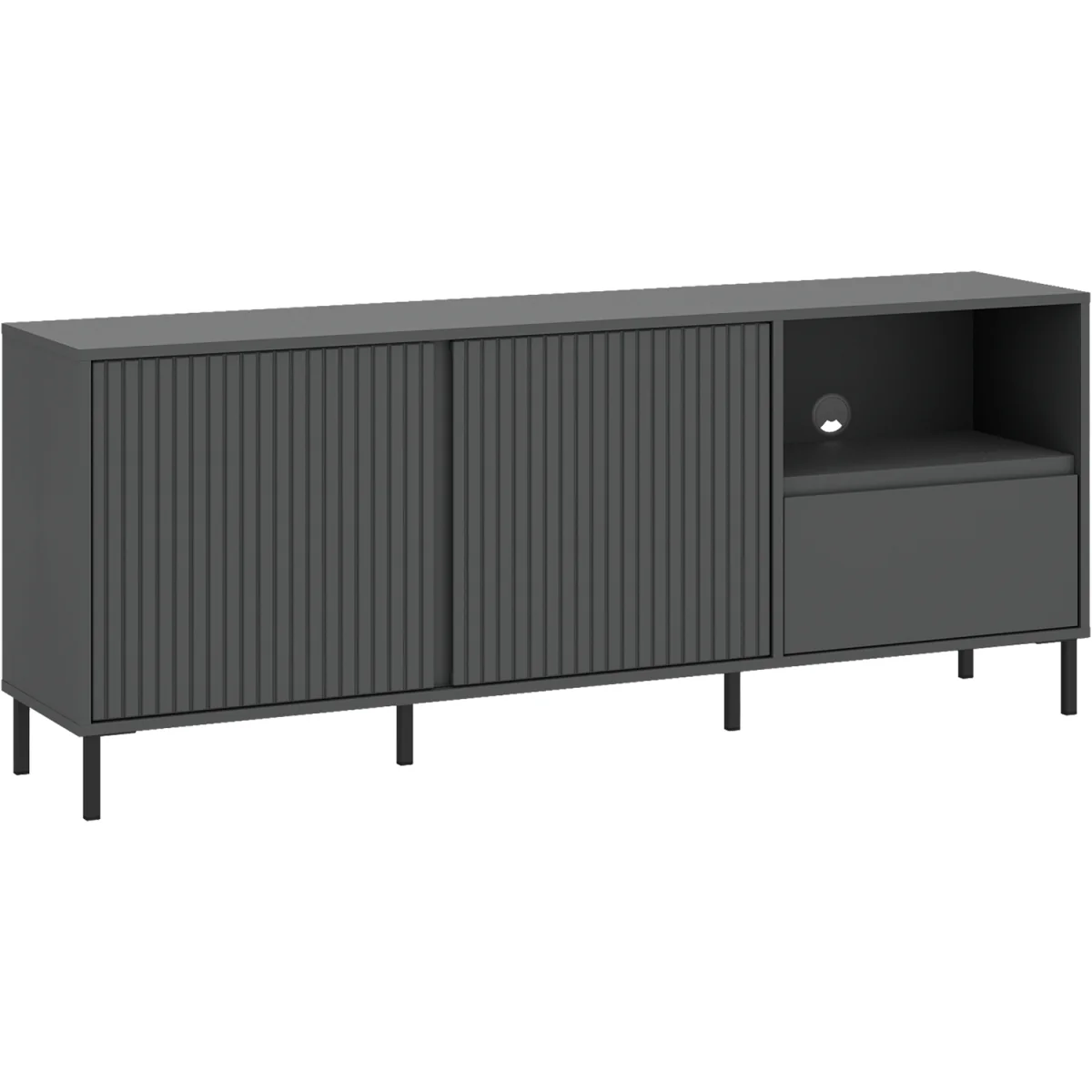 Avenale Wide TV Cabinet 2 Door 1 Drawer in Anthracite - Anthracite – image 3