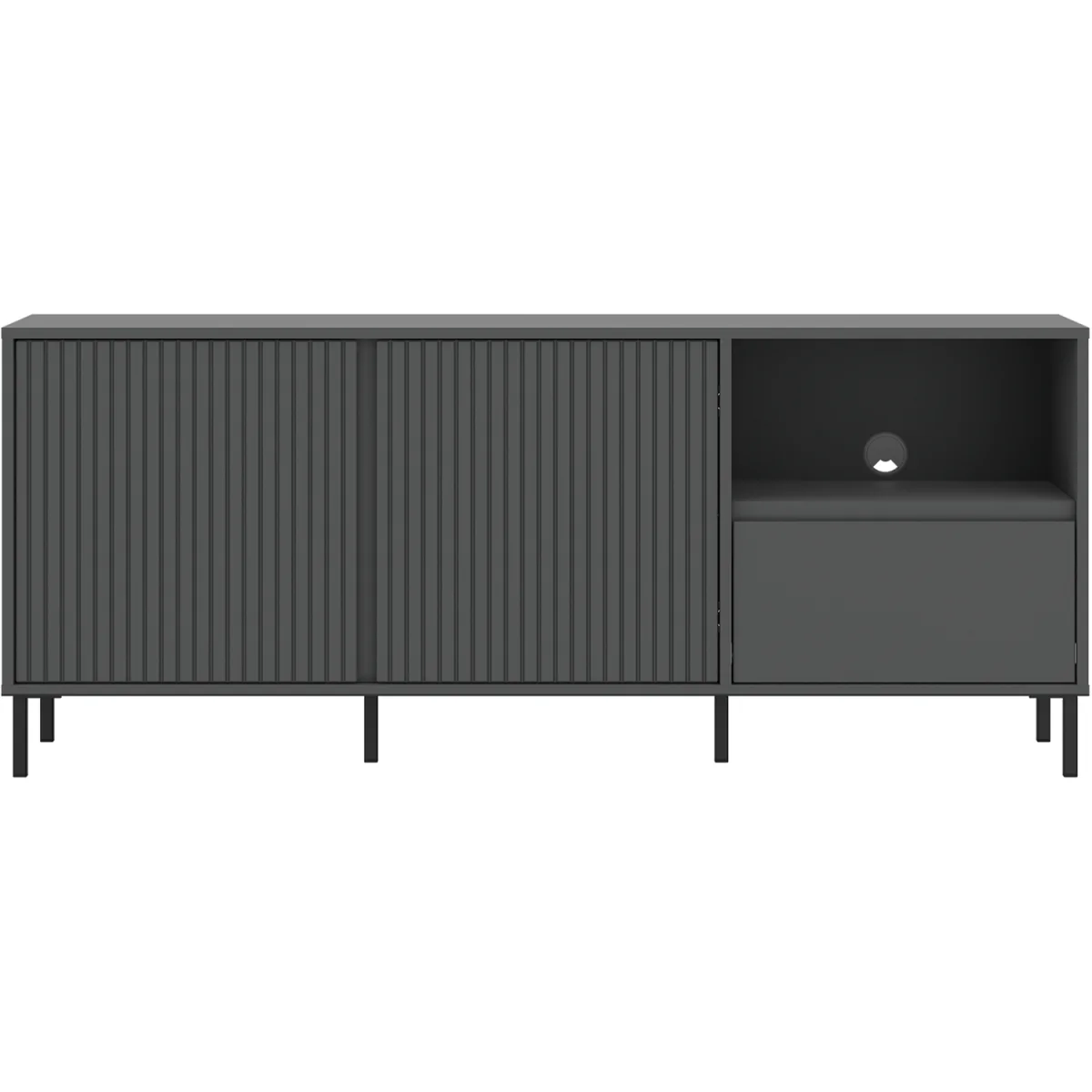 Avenale Wide TV Cabinet 2 Door 1 Drawer in Anthracite - Anthracite – image 4