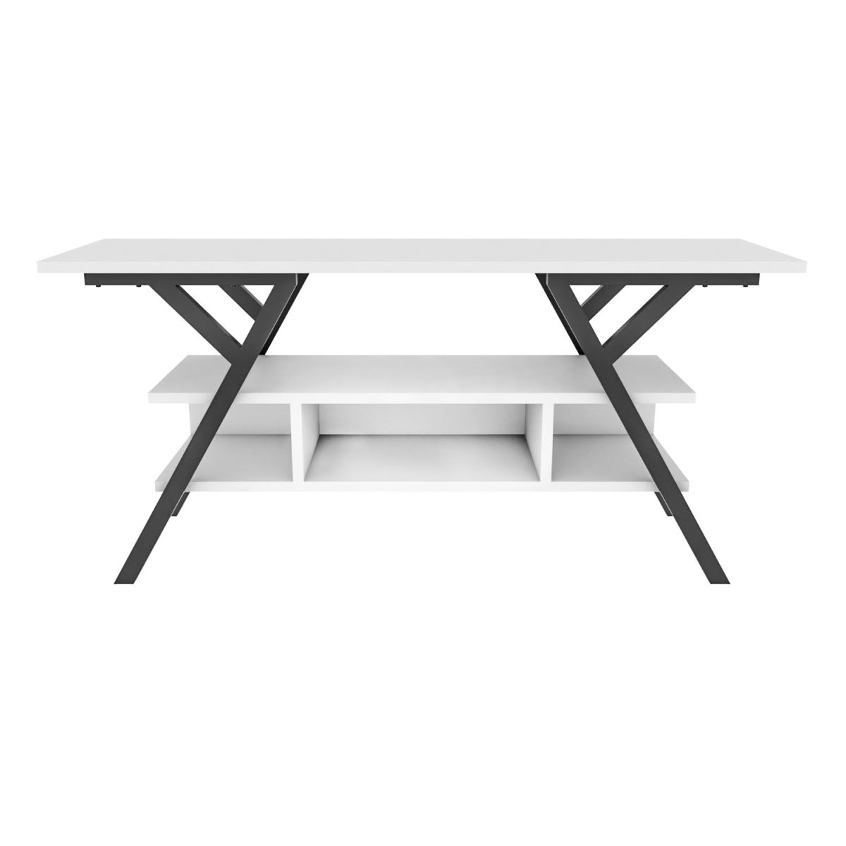 Minerva Wide Tv Stand - White and Black - White – image 2