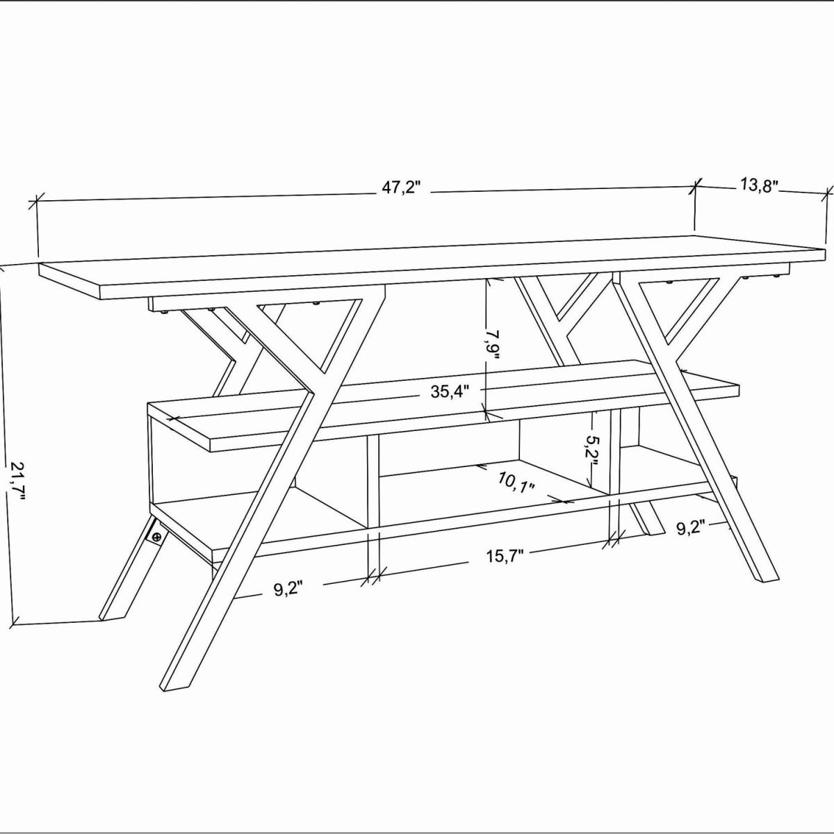 Minerva Wide Tv Stand - White and Black - White – image 6