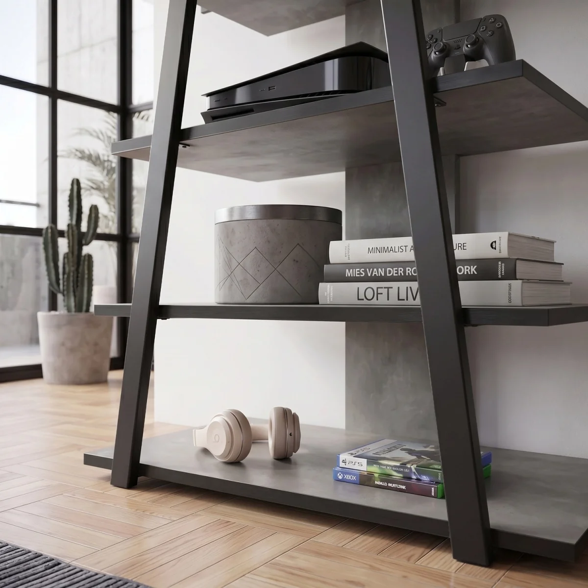 Decortie Lyno Mini TV Unit For TVs Up To 24in With 3 Shelves - Retro Grey – image 4