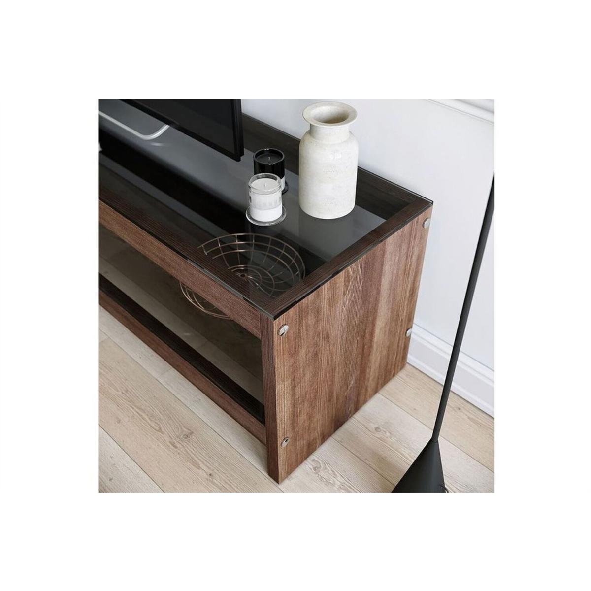 Pisagor Solid Wood and Tempered Smoked Glass TV Unit Tv301 Smoked Walnut - Smoked & Walnut – image 3
