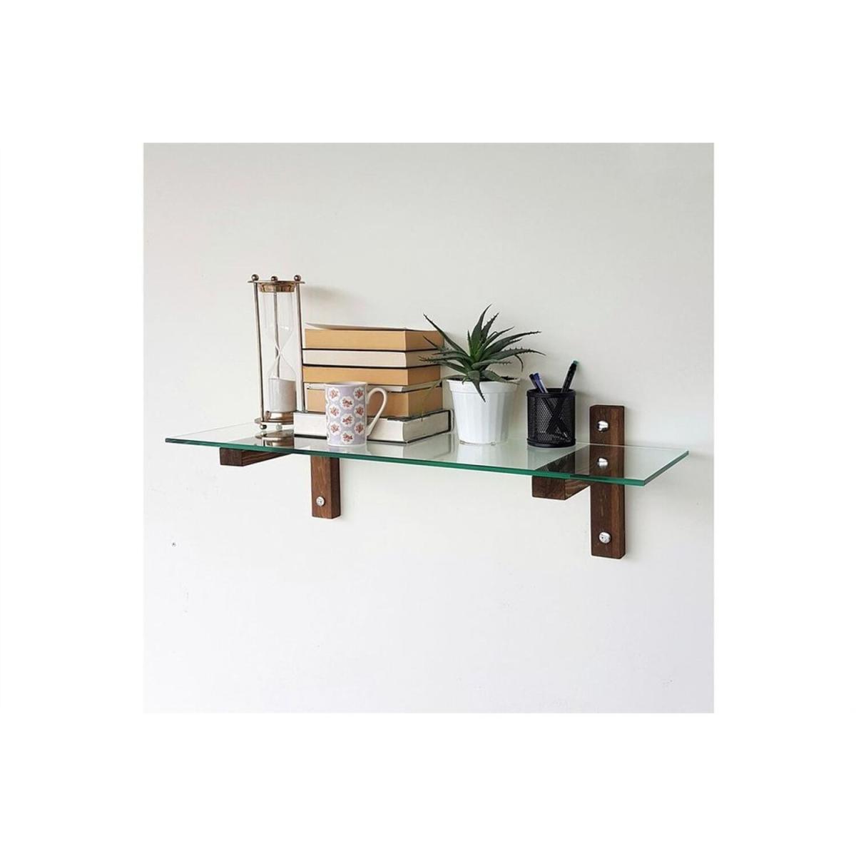 Solid Wood and Glass TV Unit Shelf Tv104 Transparent Walnut - Transparent & Walnut – image 2