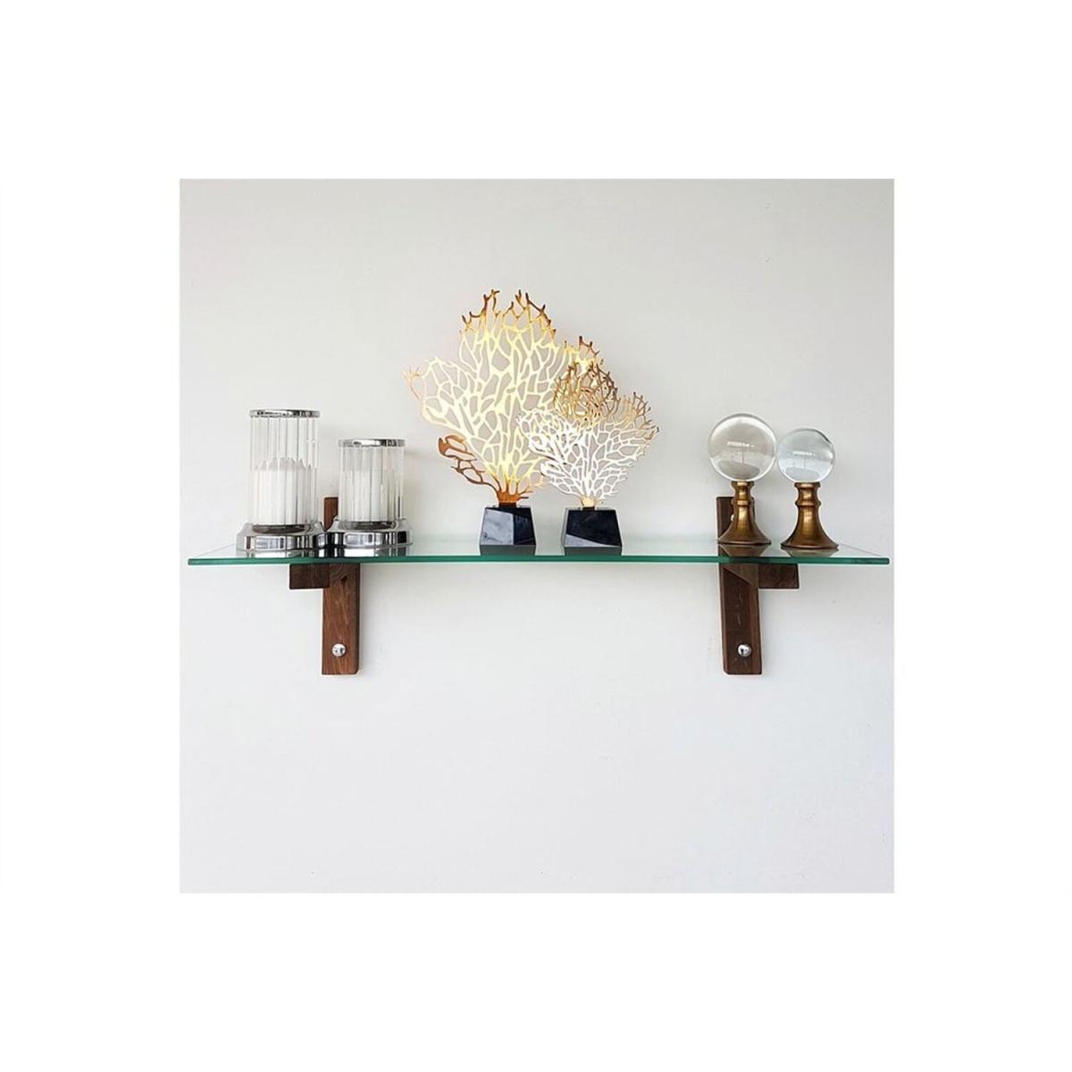 Solid Wood and Glass TV Unit Shelf Tv104 Transparent Walnut - Transparent & Walnut – image 5