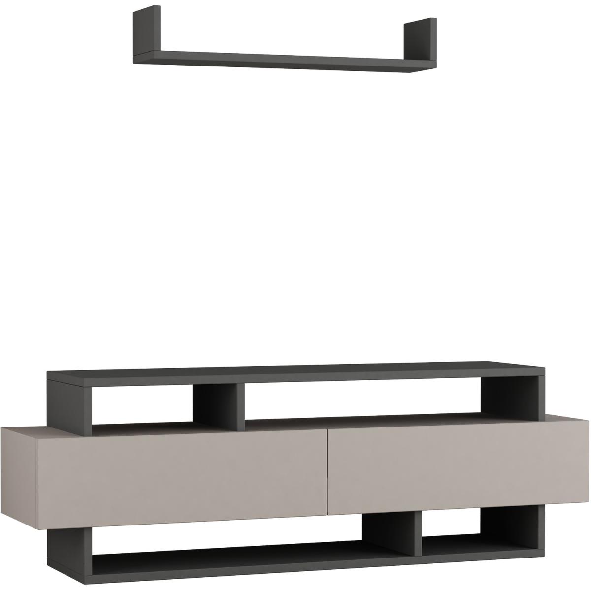 Rela Modern TV Stand Multimedia Centre TV Unit With Storage - Anthracite Grey – image 3