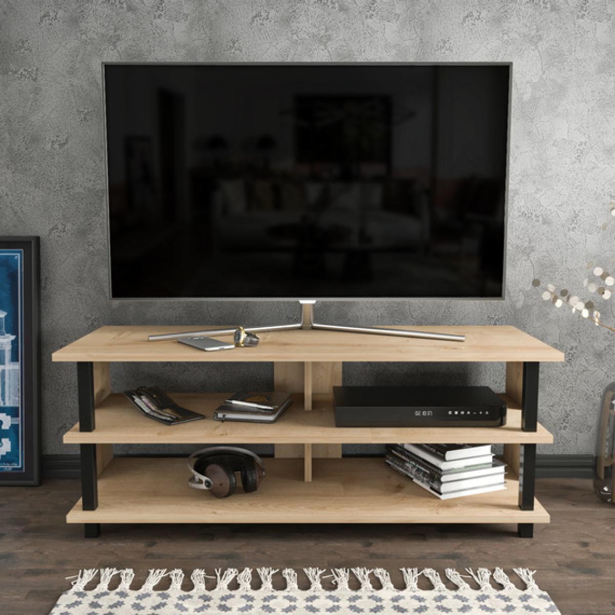 Pueblo 120cm Tv Stand - Sapphire Oak and Black - Sapphire Oak