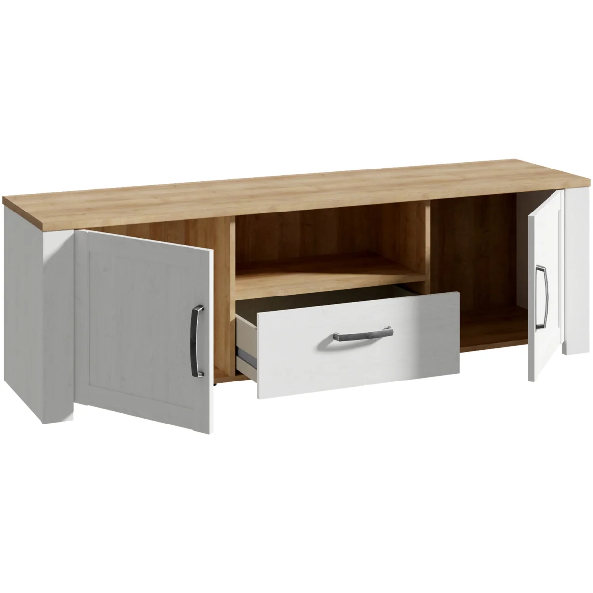 Bohol 2 Door 1 Drawer TV Unit - Riviera Oak & White – image 4