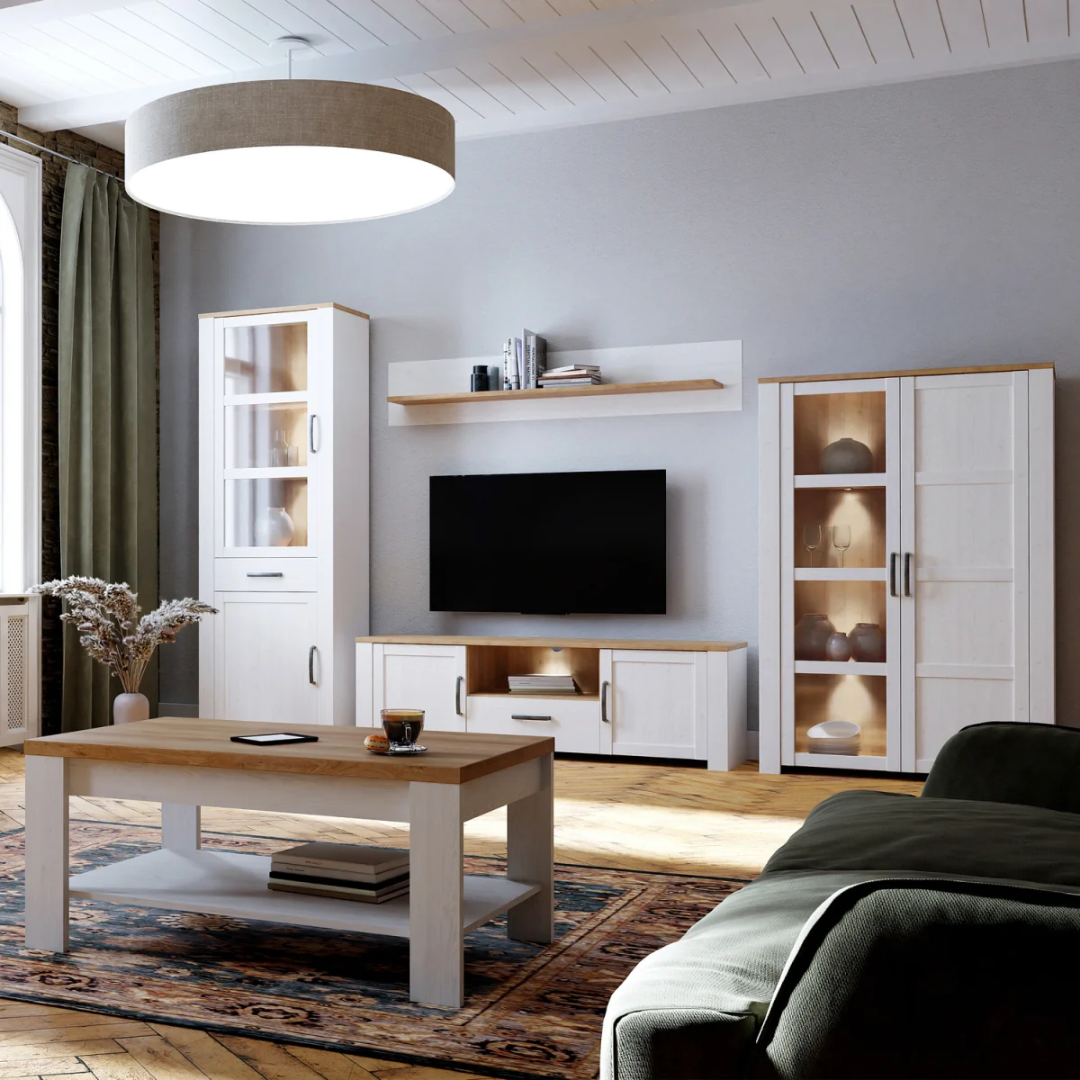 Bohol 2 Door 1 Drawer TV Unit - Riviera Oak & White – image 6