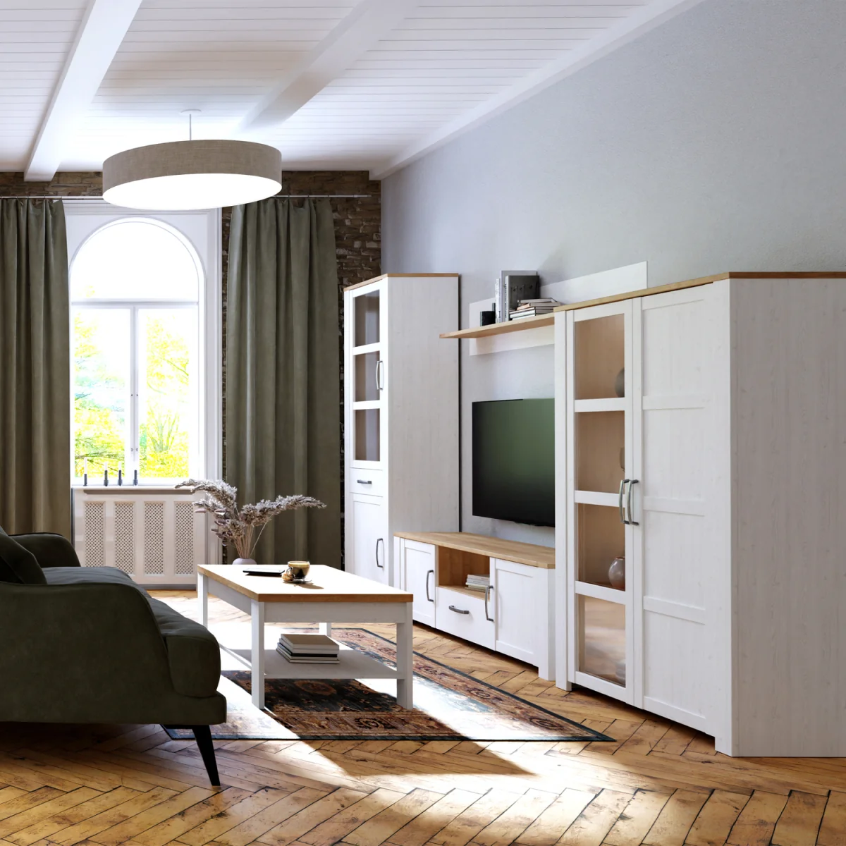 Bohol 2 Door 1 Drawer TV Unit - Riviera Oak & White – image 7