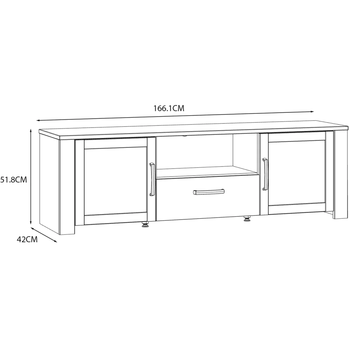 Bohol 2 Door 1 Drawer TV Unit - Riviera Oak & White – image 9