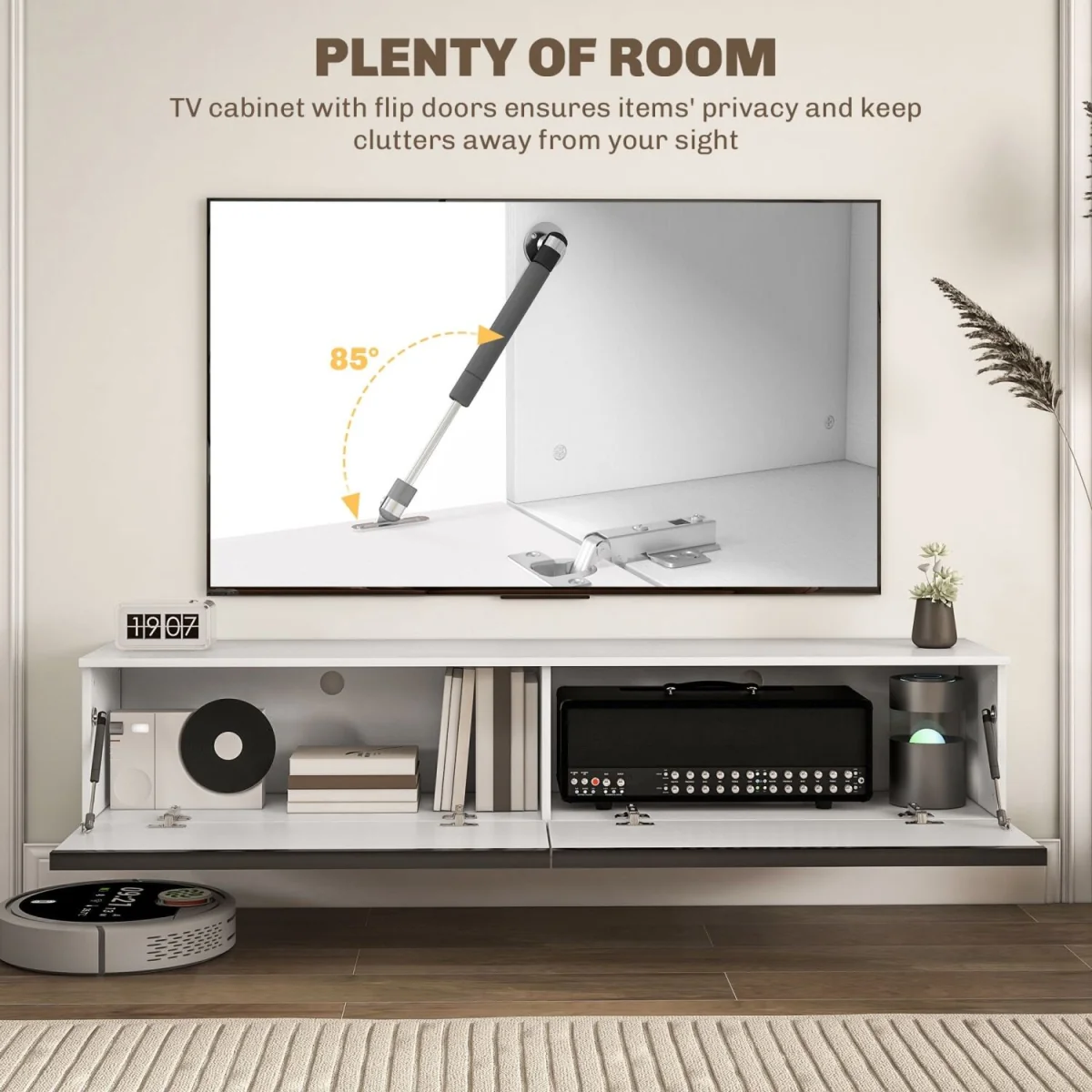 Disa 160cm High Gloss White Floating TV Cabinet - For TVs up to 70 inches – image 5