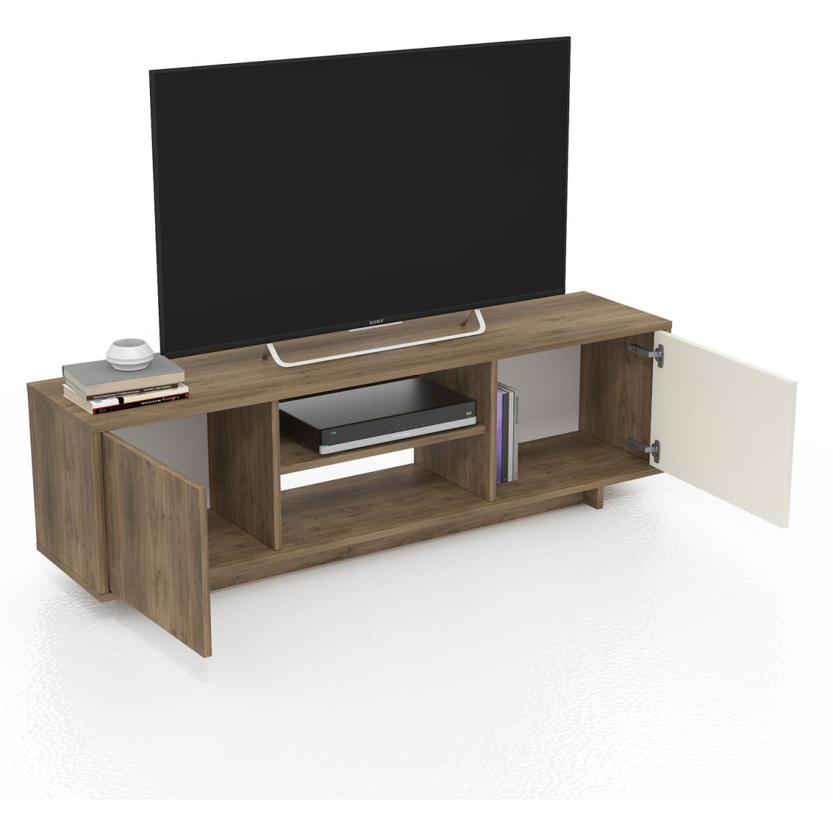 Garbatella Modern TV Stand and Media Console - White and Brown – image 4