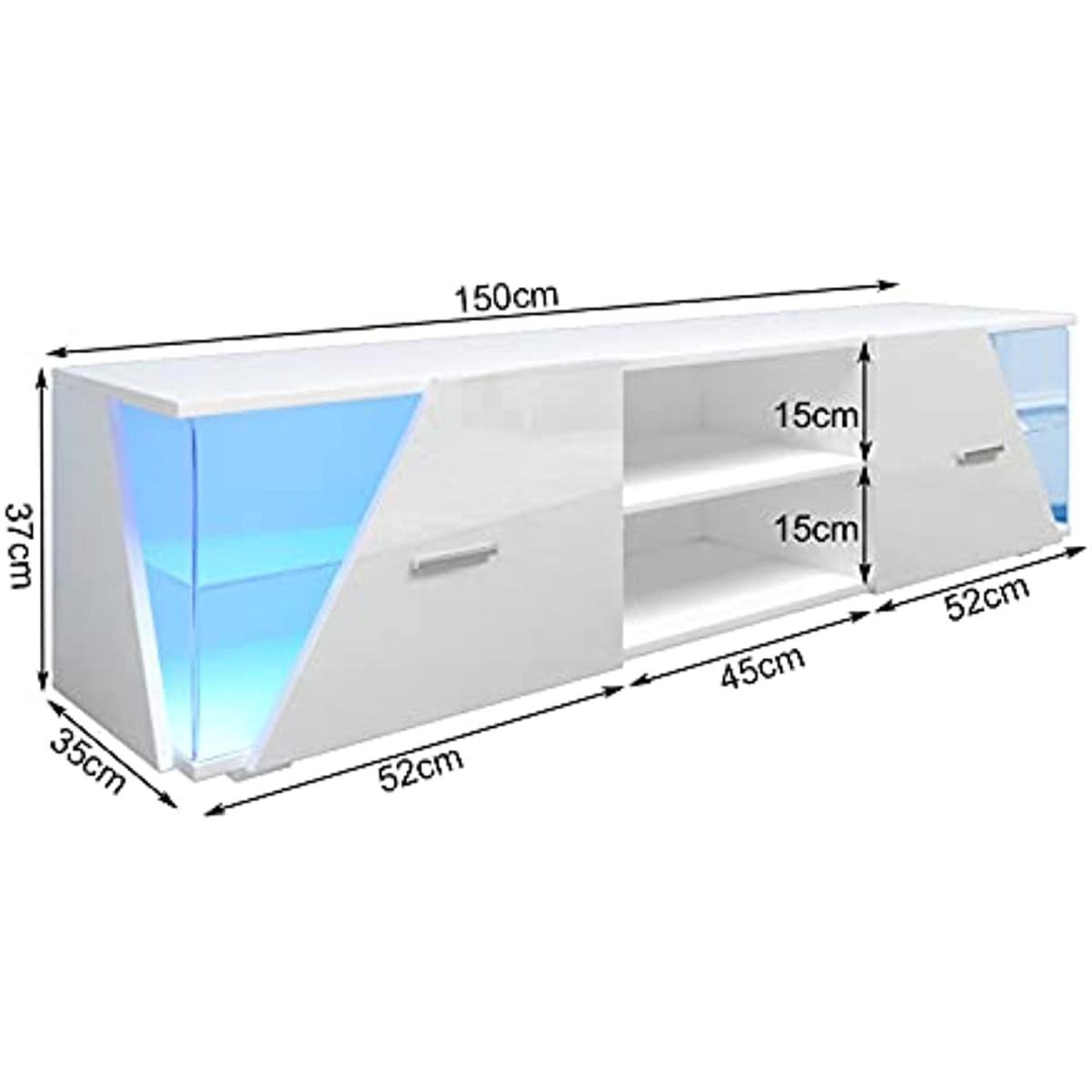 TV Cabinet with LED Lights and Large-capacity Storage Space - White – image 5